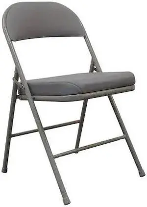ZORO SELECT 13V426 Padded Folding Chair,Gray/Beige,300 lb.