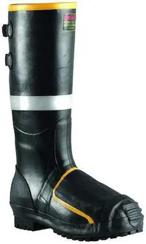 TINGLEY MB816B Men's Tall Rubber Boot w/Met Guard, 8 Steel Toe, 16" H, Black,