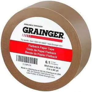 ZORO SELECT 20PJ16 Packaging Tape, 2 in W x 60 yd L, 6.1 mil Thick, Tan, Rubber