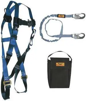 CONDOR 19F395 Fall Protection Kit, General Use, 6 ft Shock-Absorbing Lanyard /