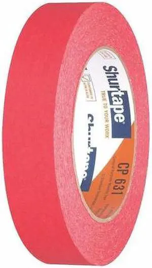SHURTAPE CP 631 Masking Tape, 24 mm W x 55 m L, 4.9 mil Thick, Red, Rubber
