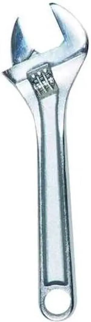 WESTWARD 1NYA3 Adjustable Wrench, 8 in, 1-1/8 in Jaw Capacity, Chrome