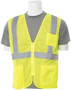 ERB SAFETY WEL61649HLXL Economy Poly Mesh Safety Vest, ANSI Class 2, Zipper