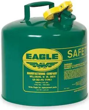 EAGLE MFG UI50SG Type I Safety Can, Galvanized Steel, 5 gal, Green, 9 in Dia.,