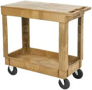 ZORO SELECT 5UTJ4 Utility Cart with Deep Lipped & Flush Plastic Shelves,