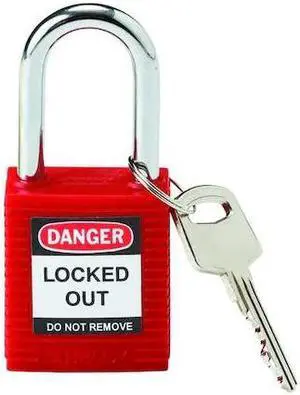 BRADY 99552 Lockout Padlock, Keyed Different, Nylon, Standard Body Size, 1-3/4