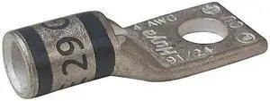 ZORO SELECT 24C360 One-Hole Compression Lug, 4 AWG Max, 3/8 in Stud, Short