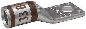 ZORO SELECT 24C361 One-Hole Compression Lug, 2 AWG Max, 3/8 in Stud, Short