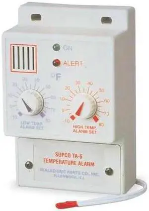 SUPCO TA-6 Temperature Alarm,-10 to 80F,120VAC