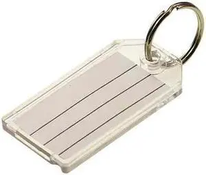 LUCKY LINE 2041020 Key Tag, Clear, Plastic, Split Ring, 20 PK