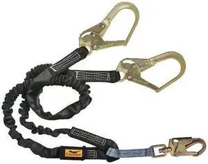 CONDOR 45J292 Shock-Absorbing Lanyard, 425 lb. Wt. Capacity, Steel Snap Hook,