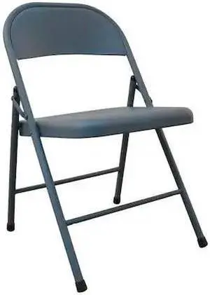 ZORO SELECT 13V424 Folding Chair,Steel,Blue,300 lb.
