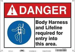 CONDOR 486D99 Safety Sign, 10 in Height, 14 in Width, Aluminum, Horizontal