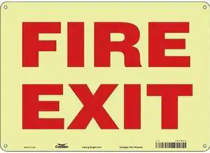 CONDOR 467W08 Safety Sign Emergency Exit, Polyethylene, 14 in W, 10 in H, FIRE