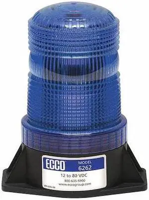 ECCO 6262B Beacon Light, Blue, 12-80V DC, 80 FPM, 3 7/8 in Dia., Permanent