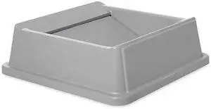 RUBBERMAID FG266400GRAY Trash Can Top,Drop Top,Swing Closure,Gr