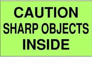 TAPECASE 16U904 3" x 5" Adhesive Back Shipping Labels, Caution Sharp Objects