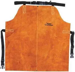 CONDOR 4KXH2 Welding Apron, Leather, 24 in Length, Brown, Universal