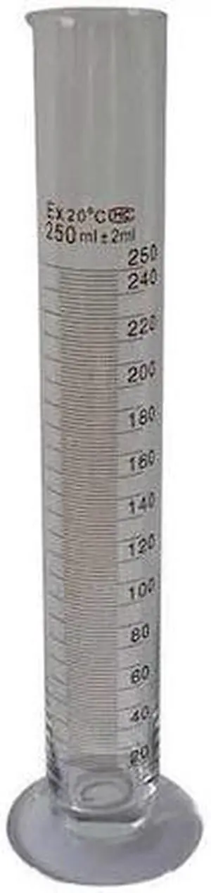 ZORO SELECT 5YHY2 Graduated Cylinder, 250mL, Glass, Clear, PK6 (Formerly Lab
