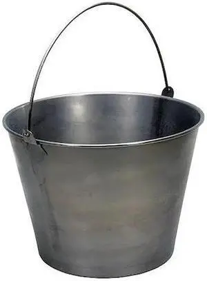 ZORO SELECT BKT-SS-500 5 gal Round Tapered Bucket, Silver, 304 Stainless steel