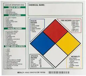 BRADY 99425 NFR Label,7 In. H,8 In. W,PK100