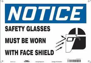 CONDOR 466Z97 Safety Sign, 10 in Height, 14 in Width, Polyethylene, Horizontal