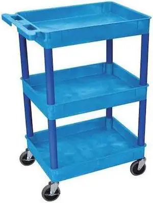 ZORO SELECT BUSTC111BU Utility Cart with Deep Lipped Plastic Shelves, 300 lb