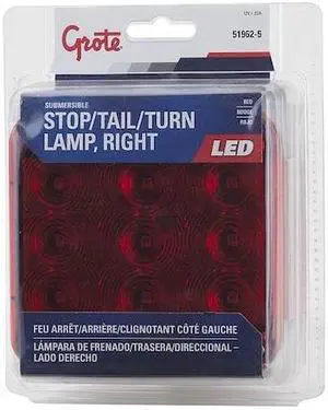 GROTE 51962-5 Stop/Tail/Turn Light,LED,Red
