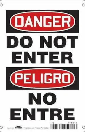 CONDOR 472N69 Safety Sign, 10 in Height, 7 in Width, Aluminum, Horizontal