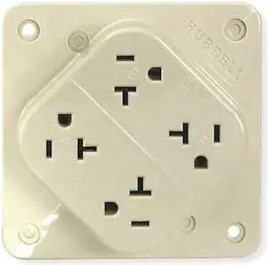 HUBBELL WIRING DEVICE-KELLEMS HBL420I Straight Blade Receptacle, 5-20R, 20 A,