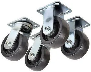 ZORO SELECT 5PKJ4 Plate Caster Kit,Nylon,6",4800 lb.,PK4