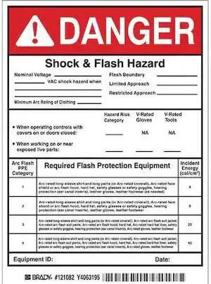 BRADY 121082 Arc Flash Protection Label,7 In. H,PK5