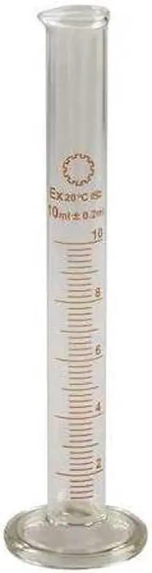 LAB SAFETY SUPPLY 5YHX8 Graduated Cylinder,10mL,Glass,Clear,PK12