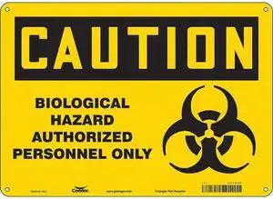 CONDOR 447X09 Biohazard Sign, 10 in H, 14 in W, Polyethylene, Horizontal