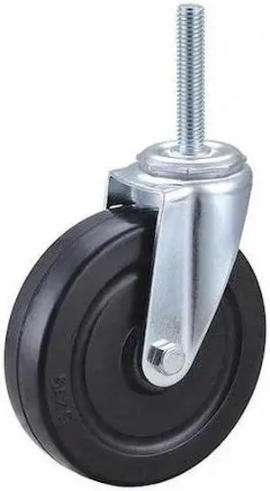 ZORO SELECT 32J936 Swivel Stem Caster,Rubber,5 in.,200 lb.