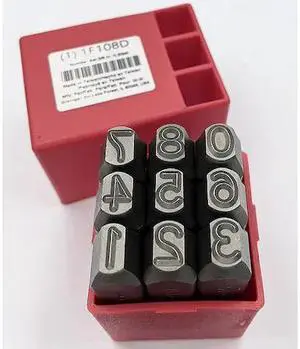 ZORO SELECT 1F108 Number Set,3/8 In. H,Steel