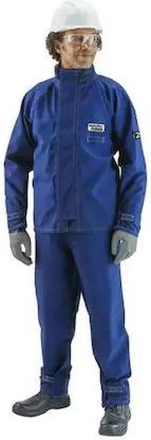 ANSELL 66-670 Lab Jacket, Nomex(R), Hook-and-Loop, Zipper, Blue, L