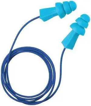 TASCO 9022 Reusable Corded Ear Plugs, Flanged Shape, 27 dB, 100 Pairs, Blue