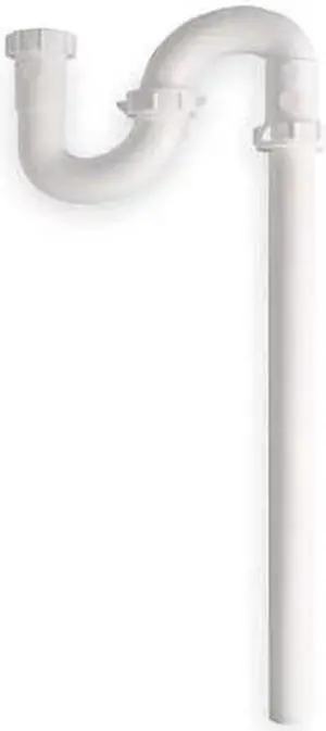 ZORO SELECT 1PNX9 1-1/2 Dia, Polypropylene, White/Plastic, Lavatory, S-Trap