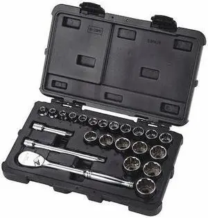 WESTWARD 53PN36 3/8" Drive Socket Set, Metric, 23pcs