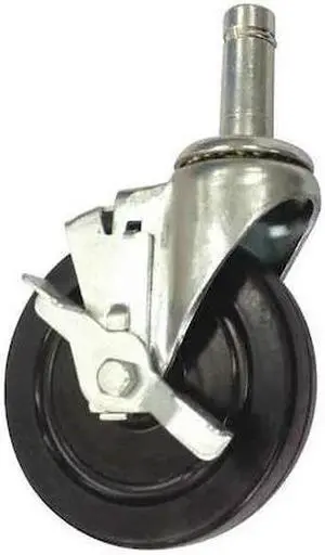 ZORO SELECT 1ZTJ2 Swivel Stem Caster Brake,Rubber 5",280 lb.,Black