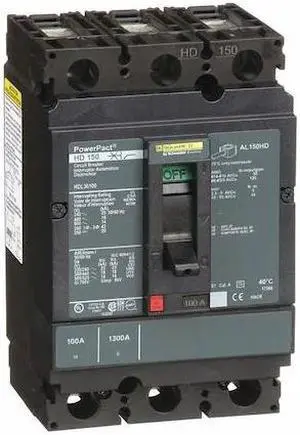 SQUARE D HDL36100 Molded Case Circuit Breaker, POWERPACT H Series, 100A, 3