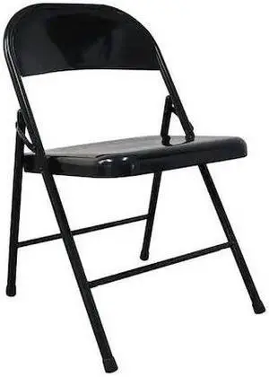 ZORO SELECT 13V423 Folding Chair,Steel,Black,300 lb.