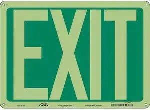 CONDOR 480L51 Exit Sign, English, 14" W, 10" H, Plastic, Green, White