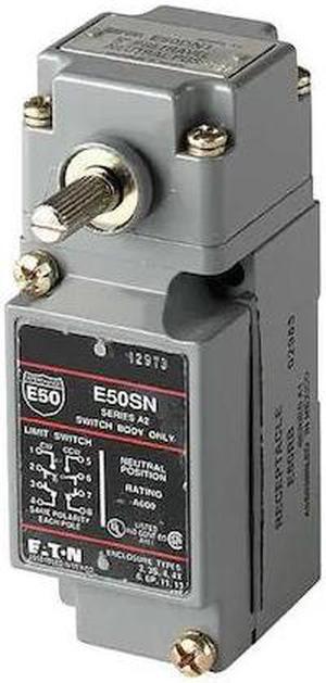 EATON E50BL1 Heavy Duty Limit Switch, No Lever, Rotary, 2NC/2NO, 10A at 600V
