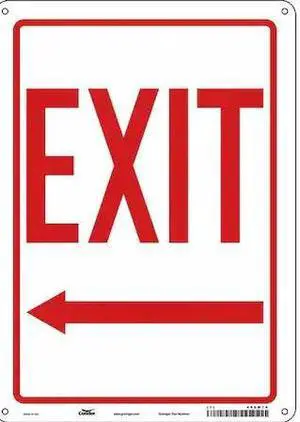 CONDOR 480M74 Exit Sign, English, 10" W, 14" H, Aluminum, Red, White
