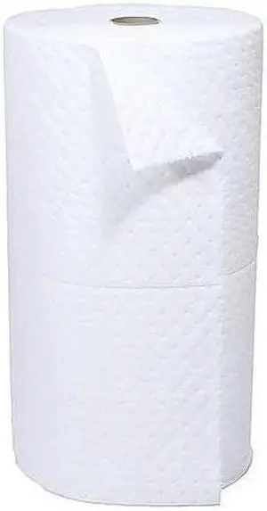 BRADY SXT30DP Sorbent Roll, 37 gal, 30 in x 150 ft, Oil, White, Polypropylene