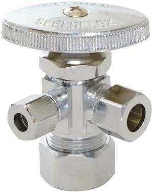 ZORO SELECT 04351LF Supply Stop,3-Way,5/8" Inlet,1/4" Outlet