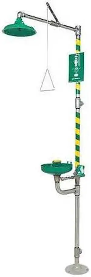 HAWS 8320-8325 Shower with Eyewash, Floor Mount, Galvanized Steel Pipe, 93 1/4