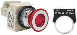 SCHNEIDER ELECTRIC 9001KR9P38RH13 Illuminated Push Button, 30 mm, 1NO/1NC, Red